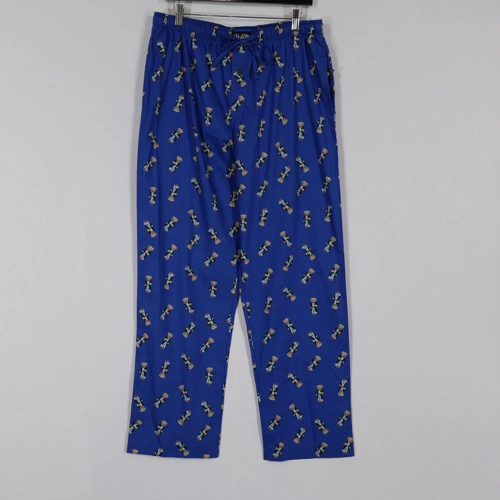 Polo Ralph Lauren Pajama Pants Mens L Blue Polo Bear Tuxedo Preppy $58 NWT